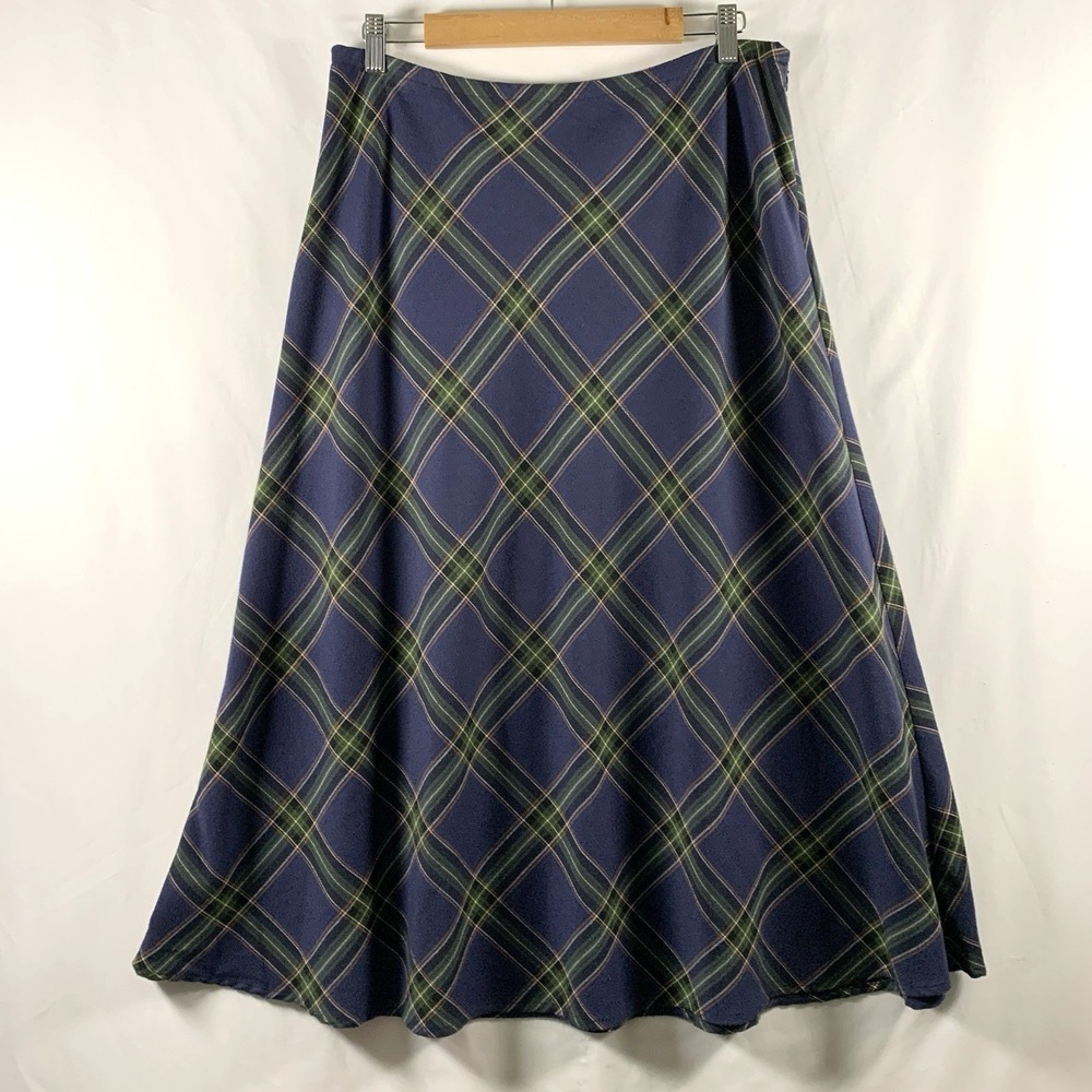 Academia Bias Cut Tartan Plaid Maxi Skirt Size 12 Old Money Ivy League Preppy